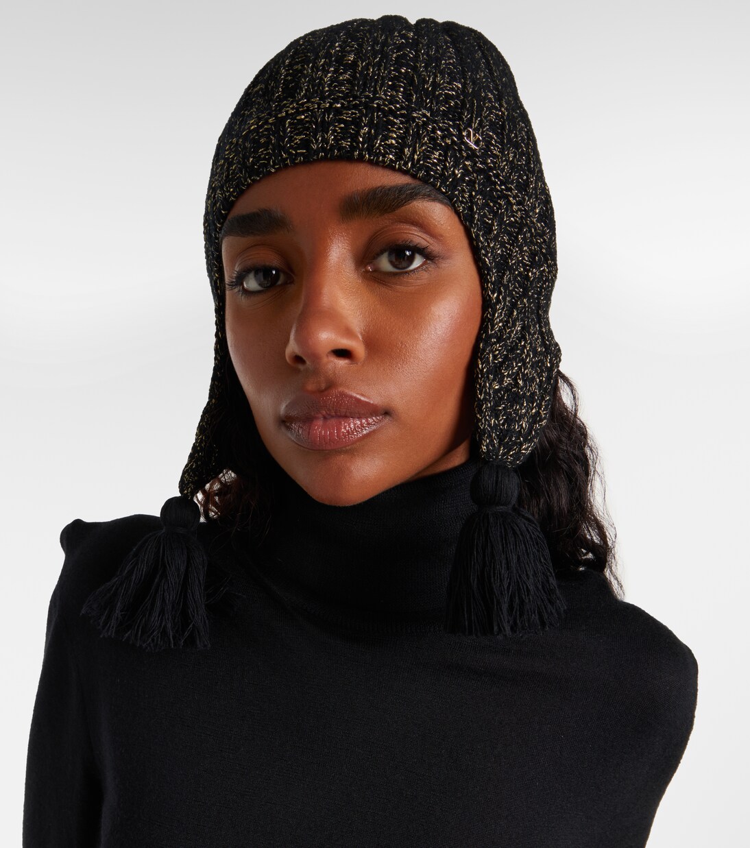 VLogo fringed Lurex® beanie  | Valentino
