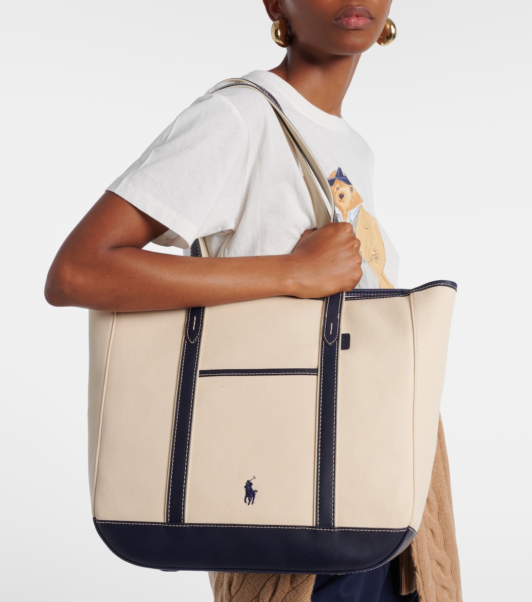 Leather-trimmed canvas tote bag | Polo Ralph Lauren