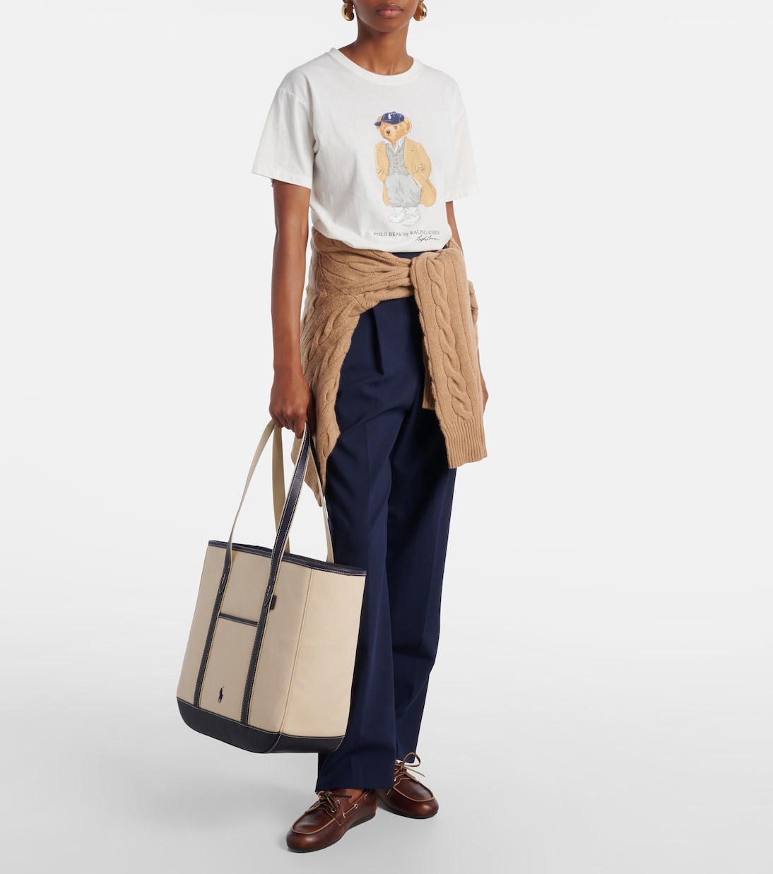 Leather-trimmed canvas tote bag | Polo Ralph Lauren
