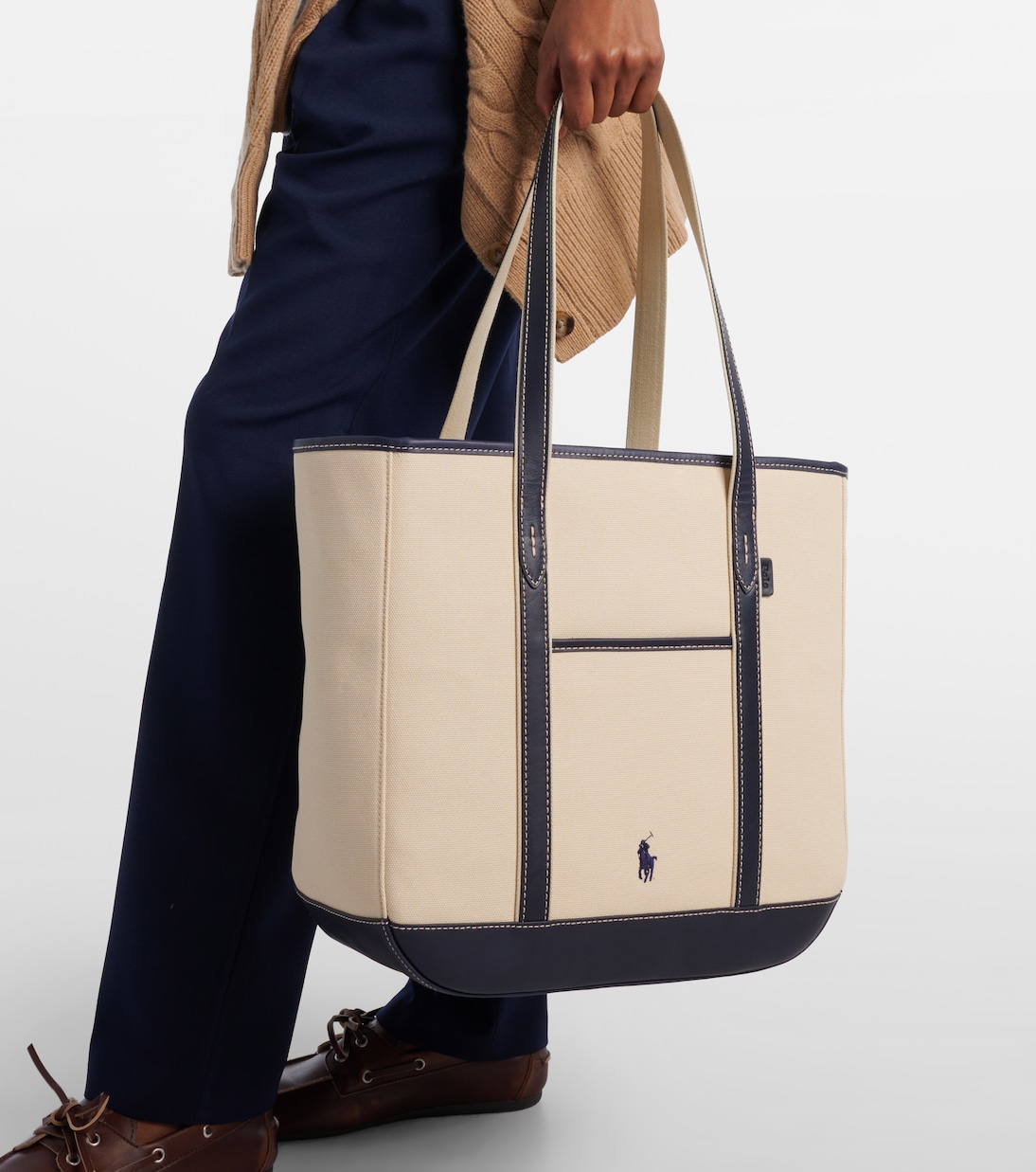 Leather-trimmed canvas tote bag | Polo Ralph Lauren