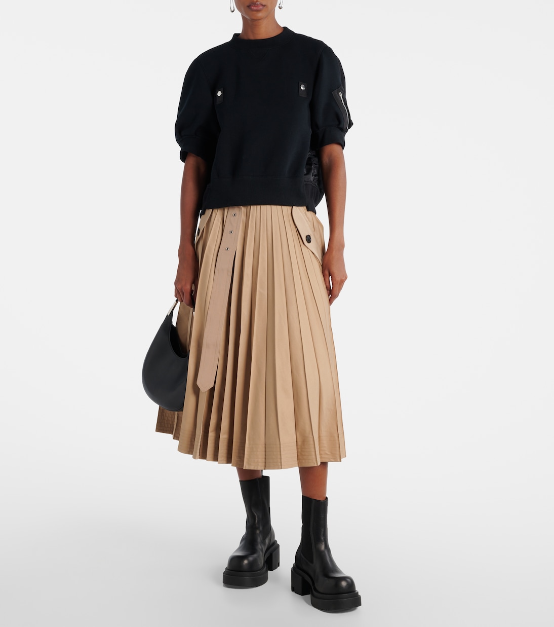 Twill and jersey top | Sacai