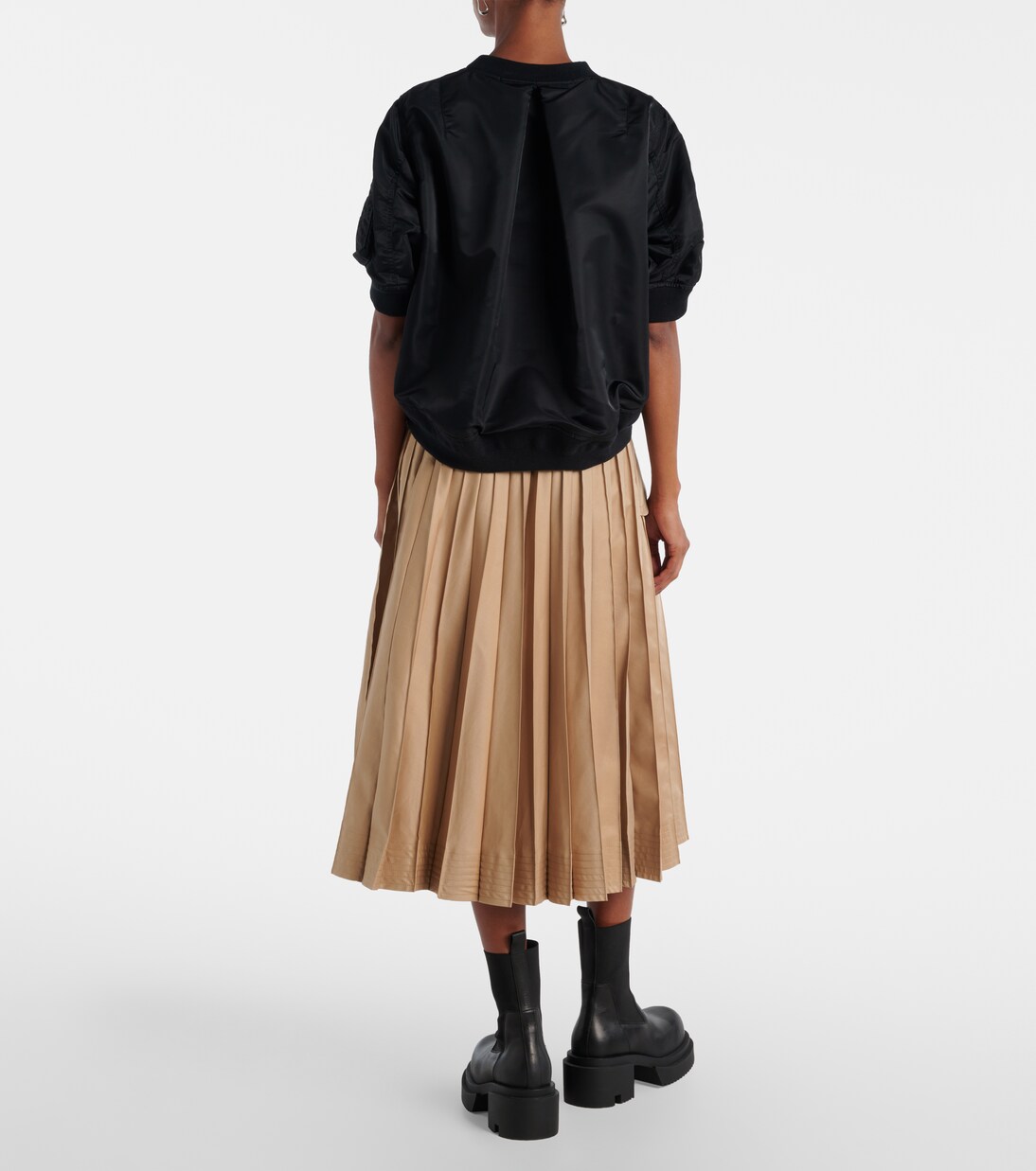 Twill and jersey top | Sacai