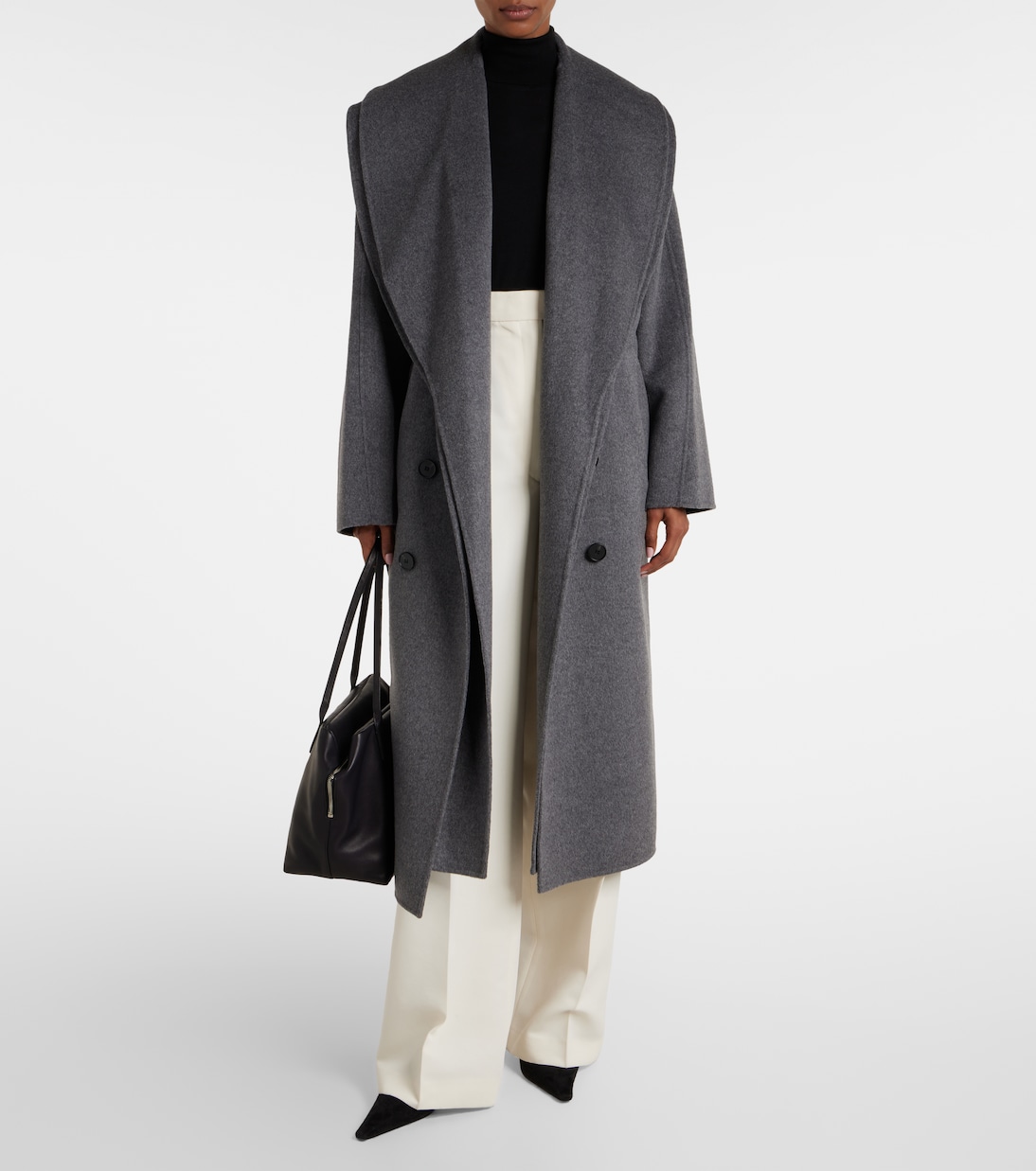Scarf-detail wool and cashmere coat | Róhe