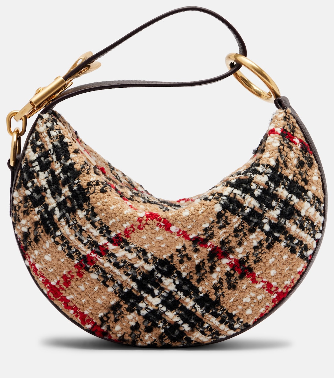 Knight Arc leather-trimmed bouclé shoulder bag | Burberry