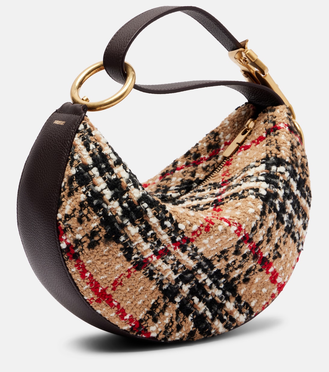 Knight Arc leather-trimmed bouclé shoulder bag | Burberry