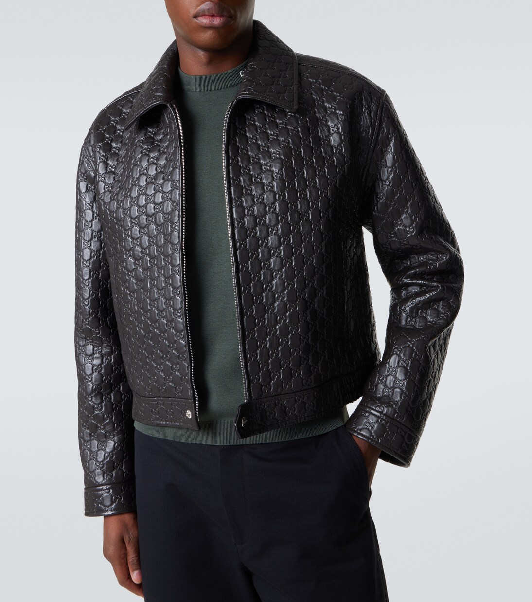 Giacca blouson in pelle GG | Gucci