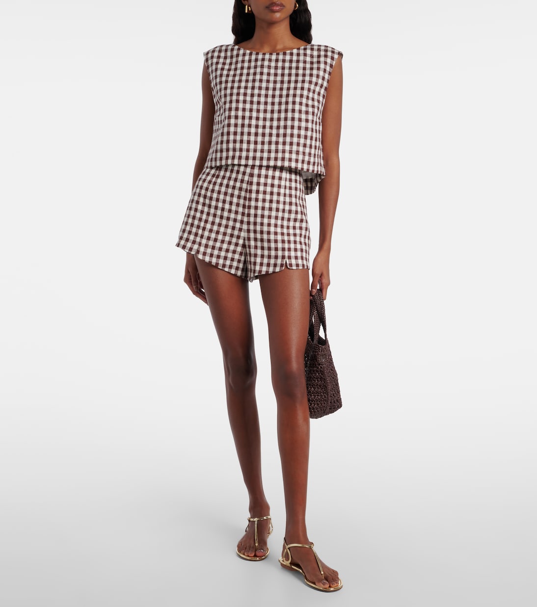 Martina gingham linen crop top | Posse