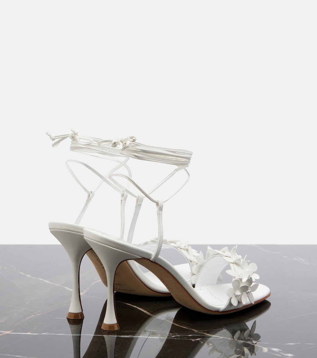 Anista floral-appliqué leather sandals | Manolo Blahnik
