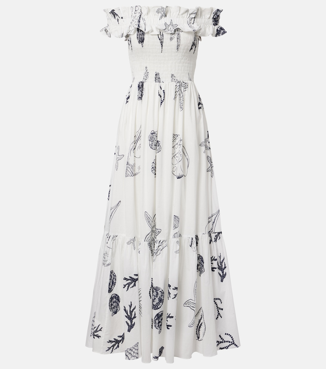 Suzanne shirred cotton muslin maxi dress | Poupette St Barth