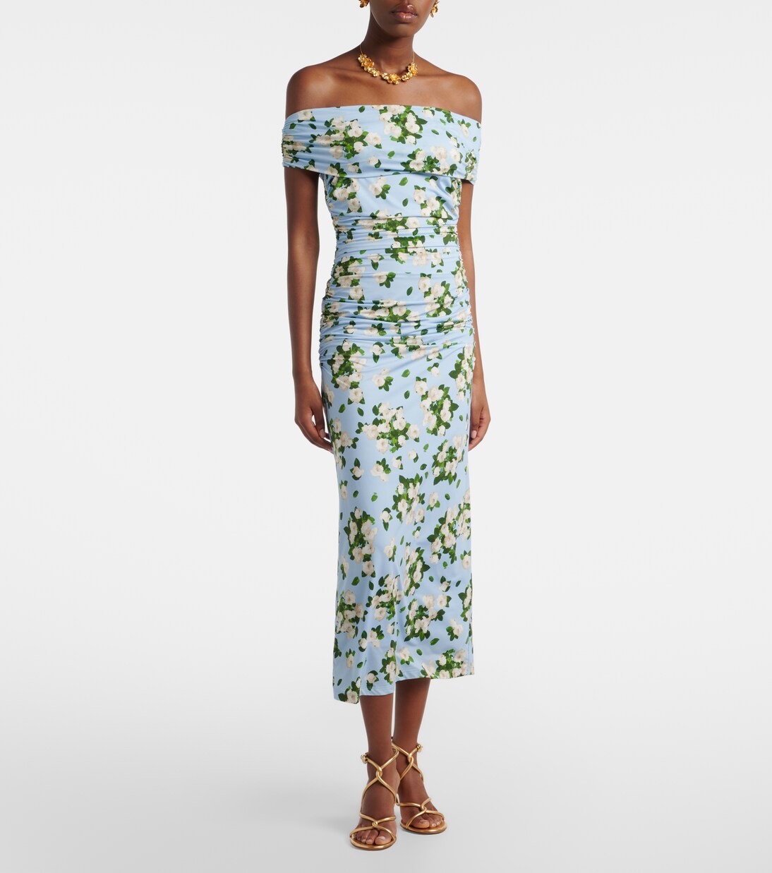 Floral ruched jersey midi dress | Carolina Herrera