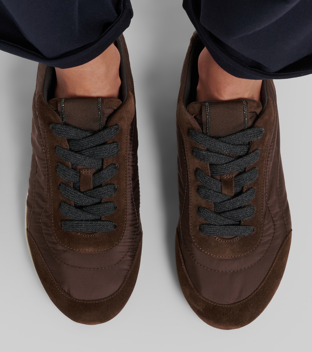 Monili suede-trimmed sneakers | Brunello Cucinelli