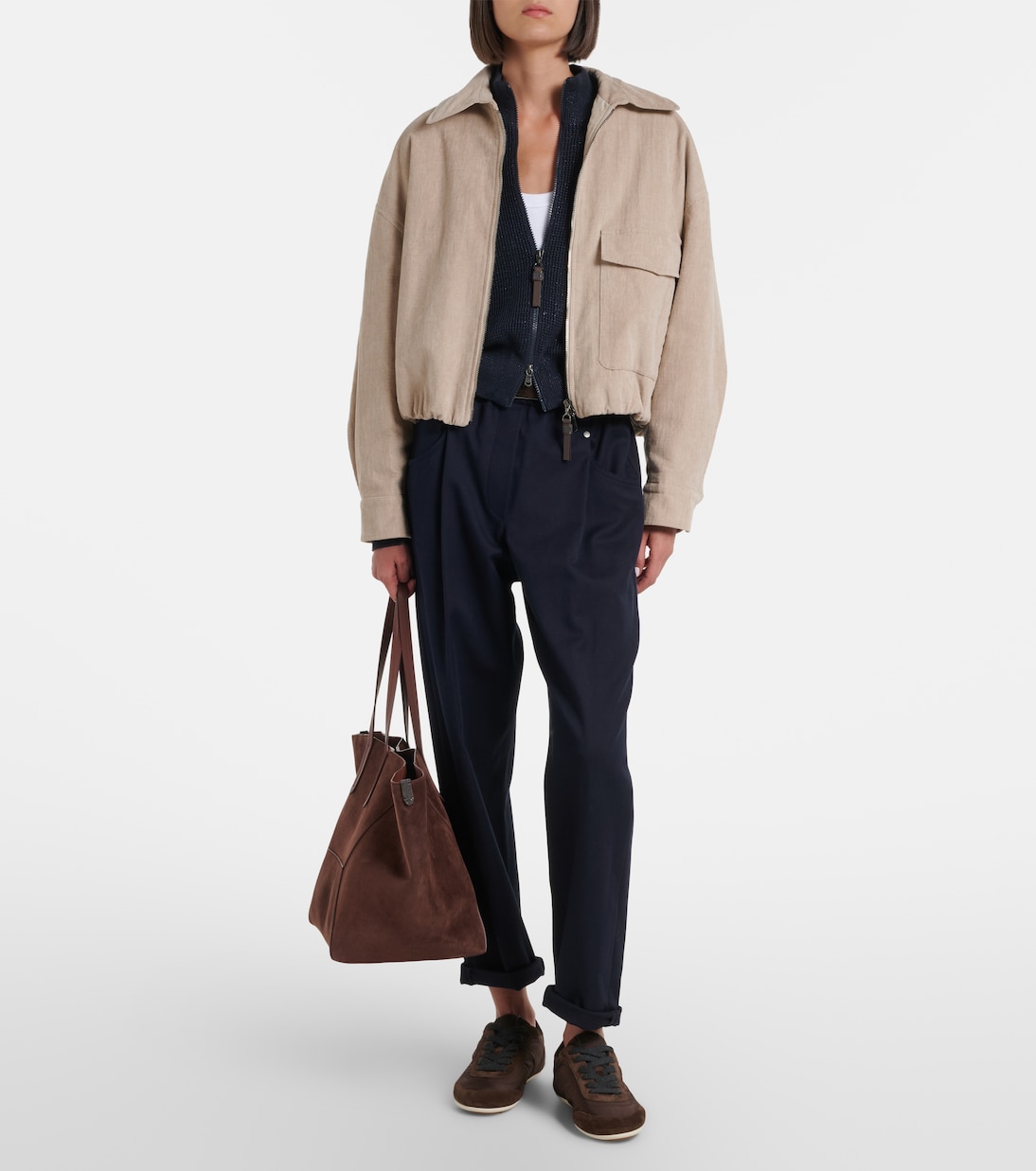 Monili suede-trimmed sneakers | Brunello Cucinelli