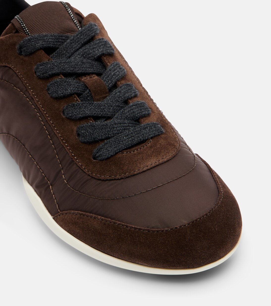 Monili suede-trimmed sneakers | Brunello Cucinelli