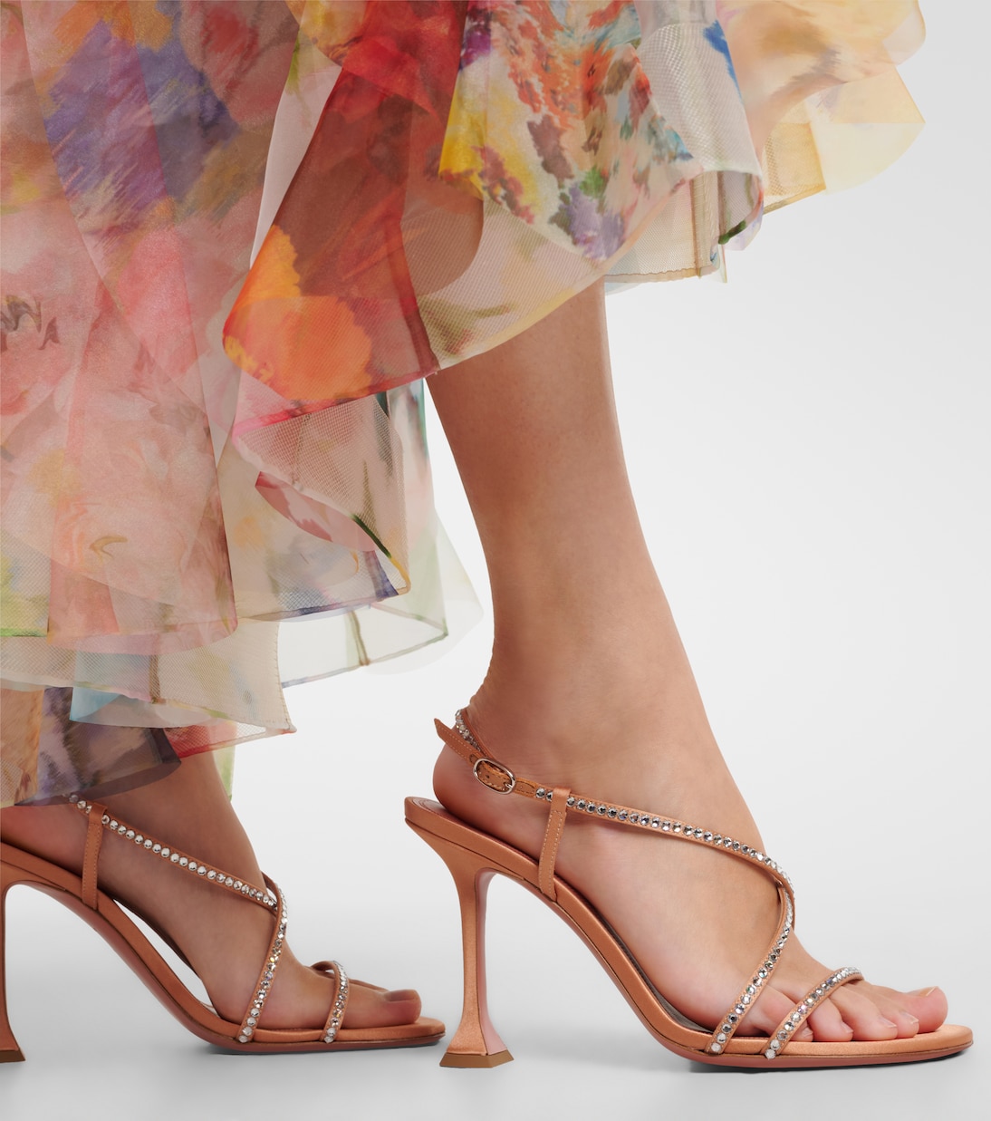Sally crystal-embellished satin sandals | Amina Muaddi