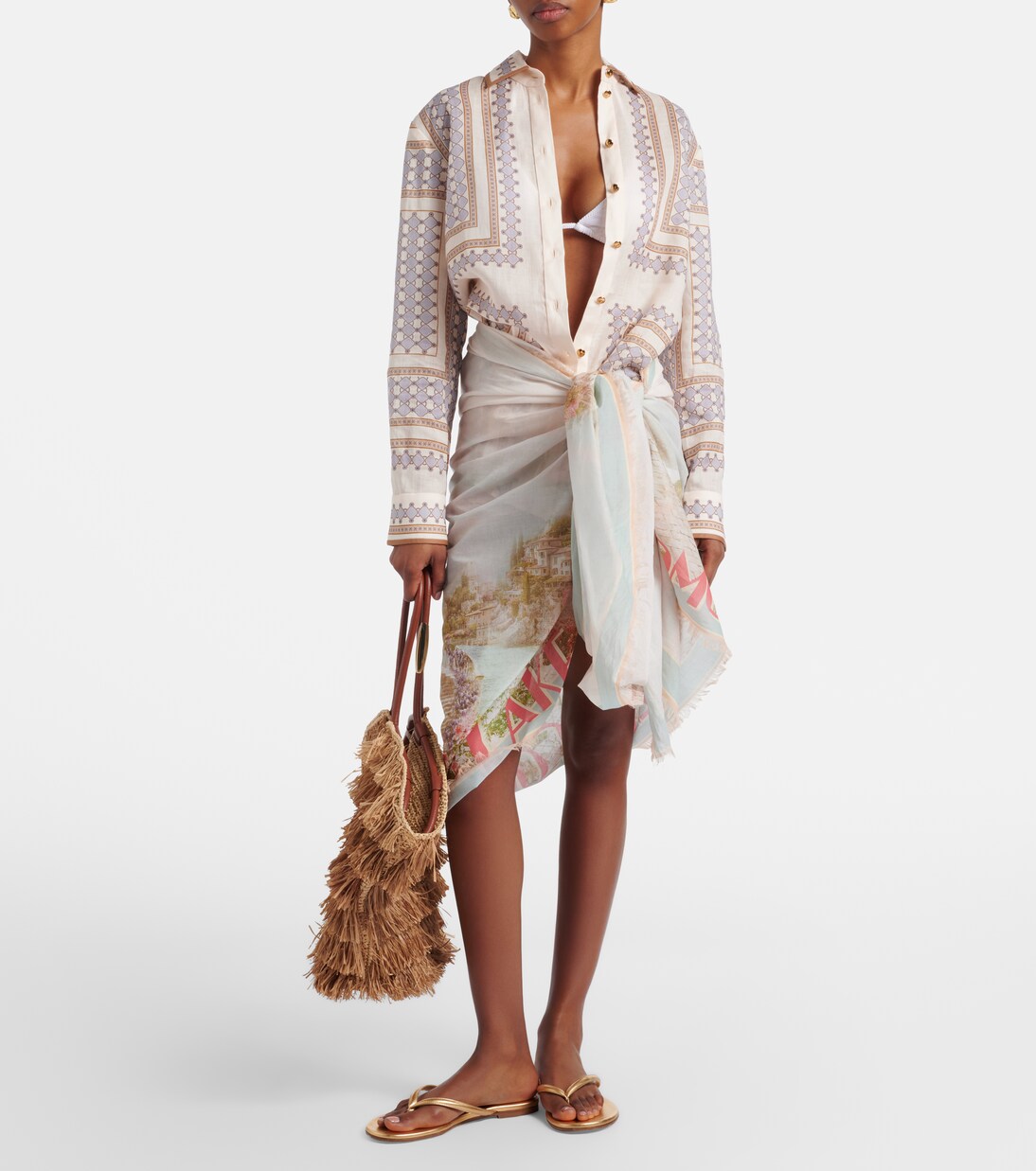 프린지 프린트 비치 커버업 | Zimmermann