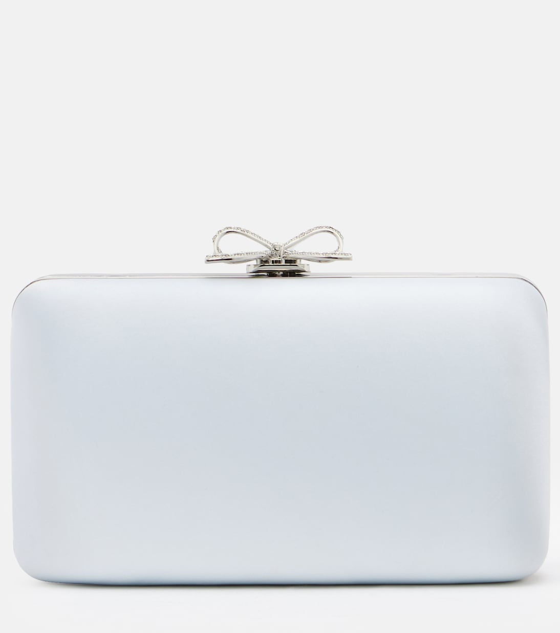Bow embellished satin clutch | Self-Portrait