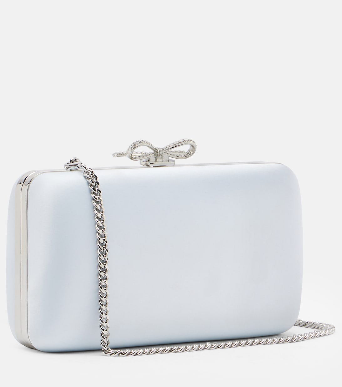 Bow embellished satin clutch | Self-Portrait