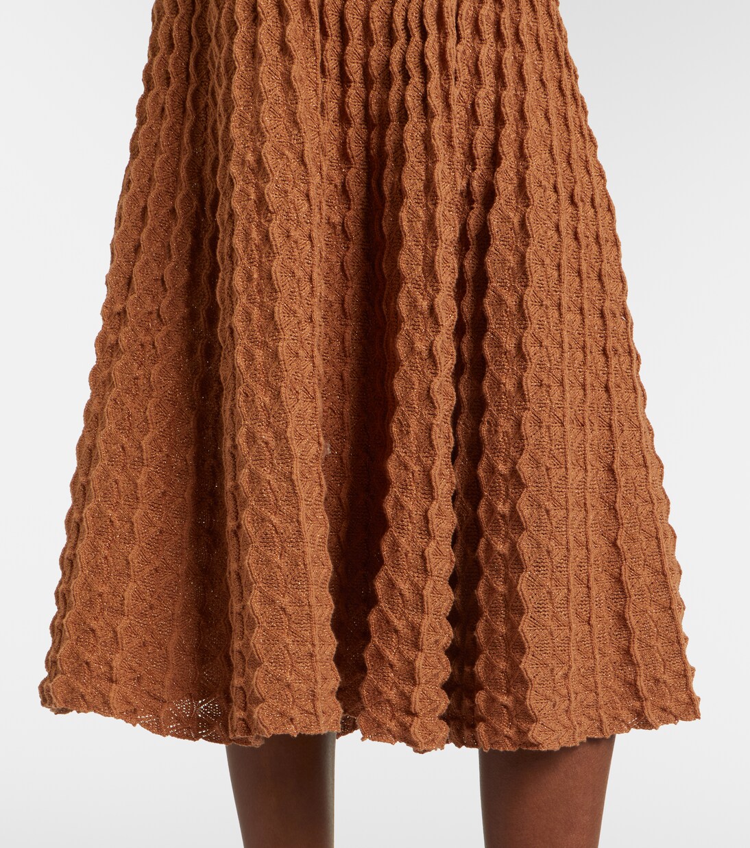 Belted pointelle cotton-blend midi dress | Self-Portrait
