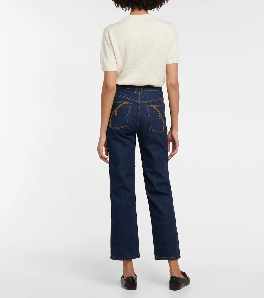 Jeans rectos de tiro alto | Tory Burch