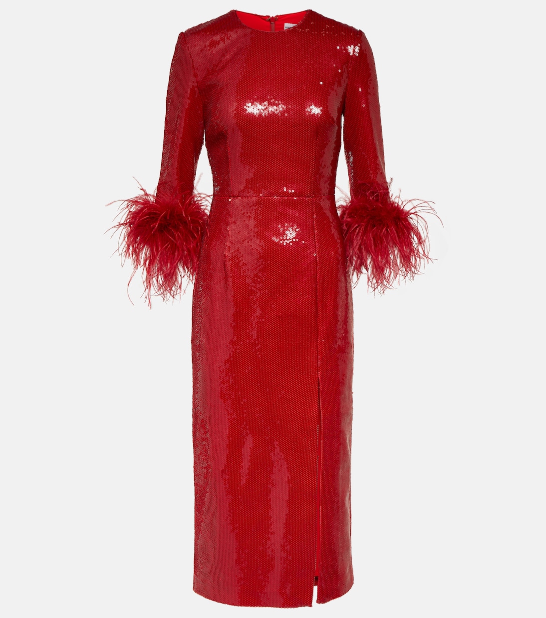 Robe midi Nika à sequins et plumes | Rebecca Vallance