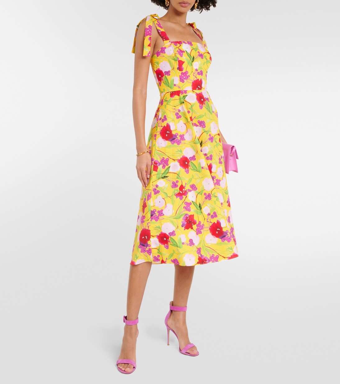 Robe longue en coton à fleurs | Carolina Herrera