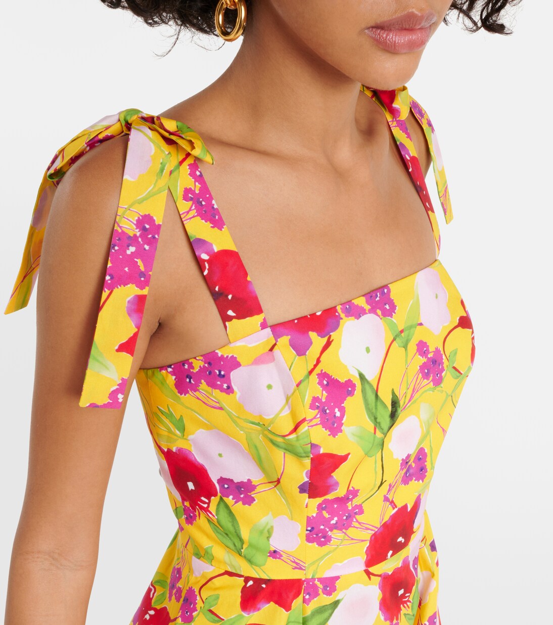 Robe longue en coton à fleurs | Carolina Herrera