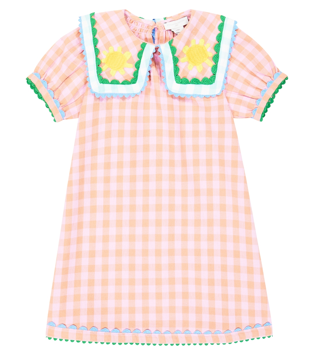 Checked embroidered cotton dress | Stella McCartney Kids