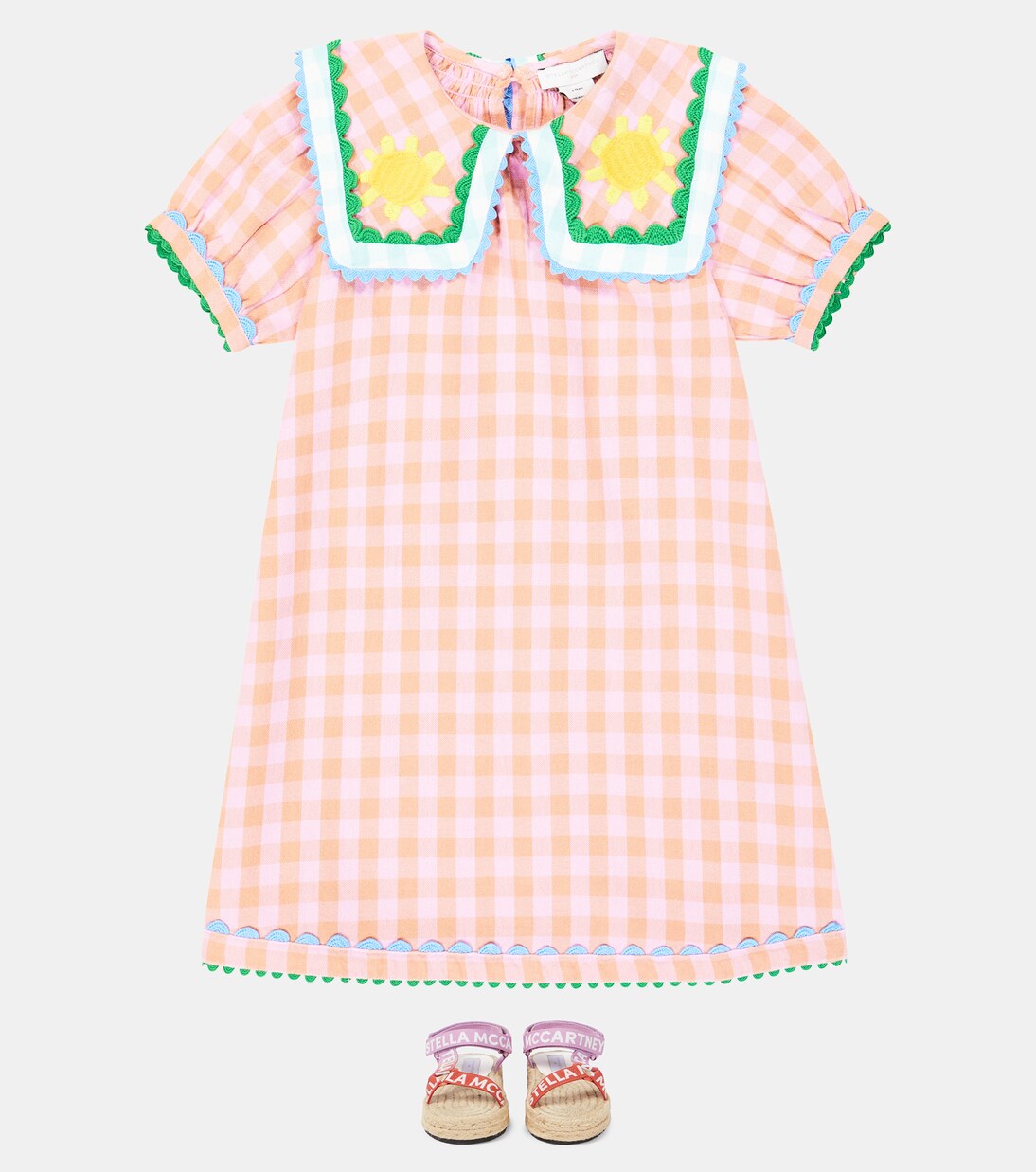 Checked embroidered cotton dress | Stella McCartney Kids