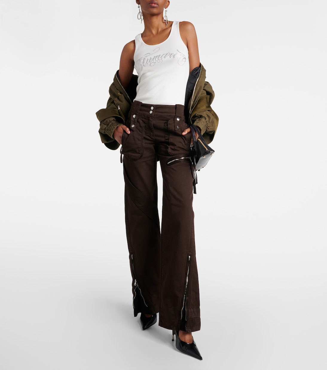 Low-rise denim cargo pants | Blumarine