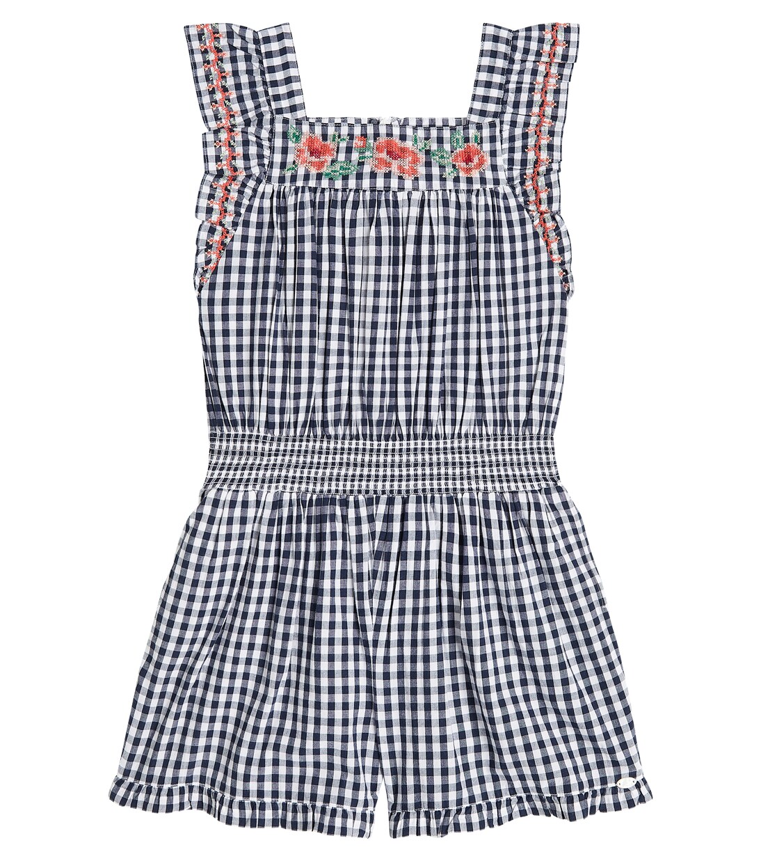 Embroidered gingham cotton playsuit | Tartine et Chocolat