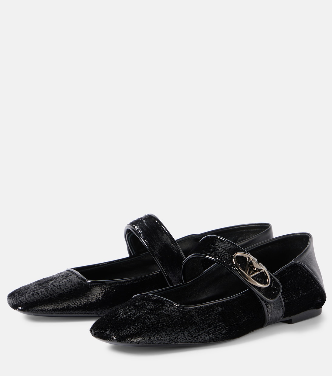 Mary-Jane-Ballerinas VLogo Locker mit Leder | Valentino Garavani