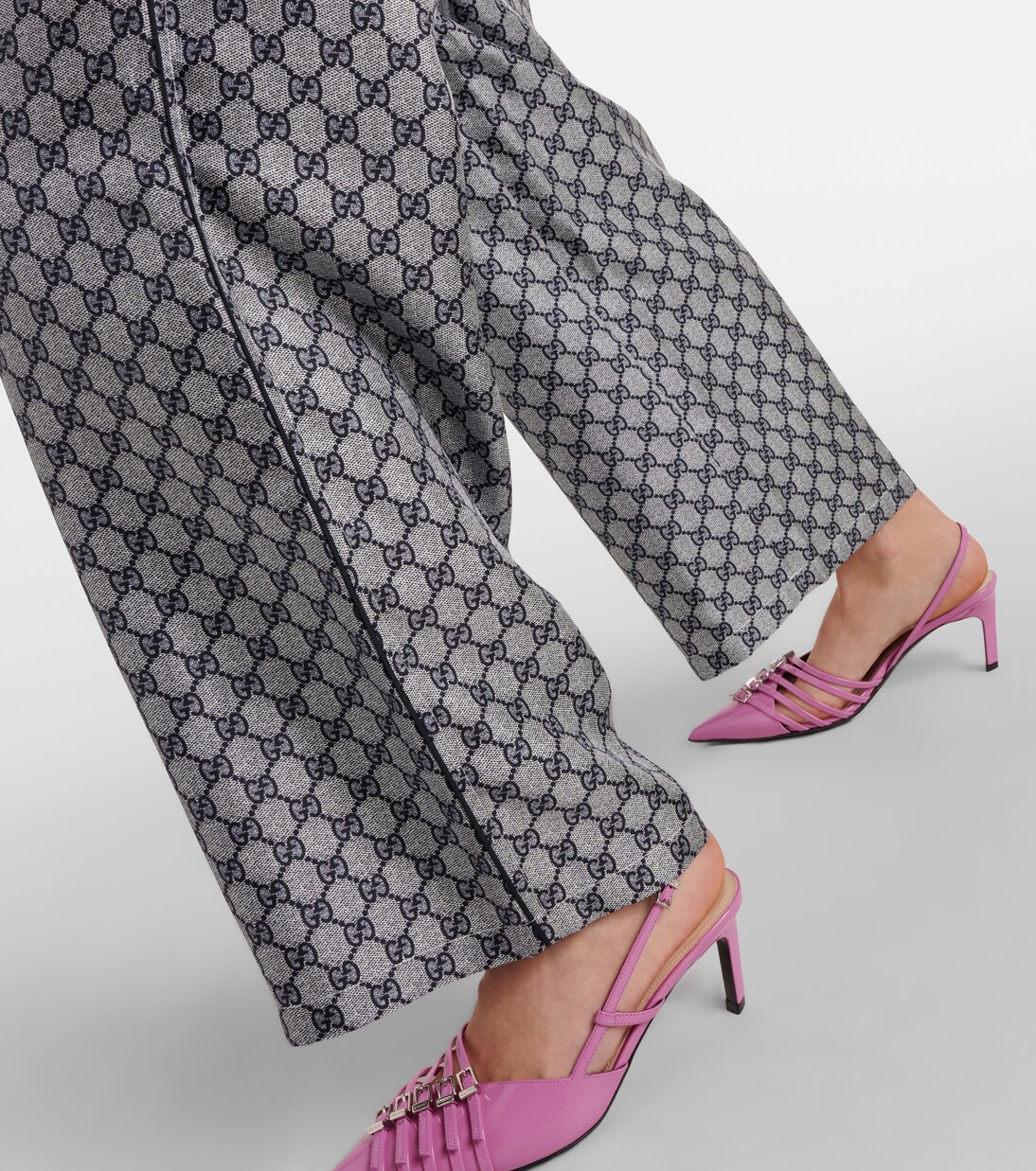 Weite Hose GG aus Seiden-Twill | Gucci