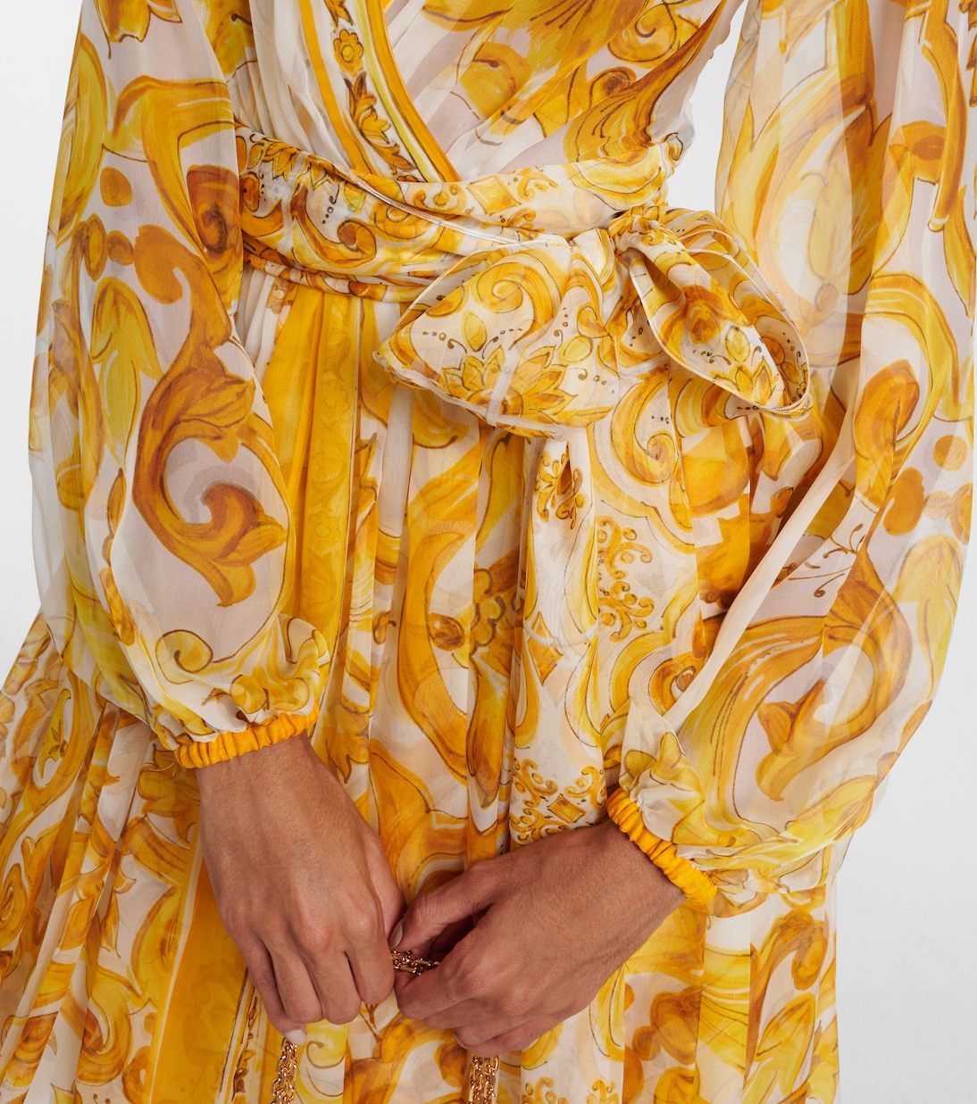 فستان ميدي من شيفون الحرير Majolica  | Dolce&Gabbana