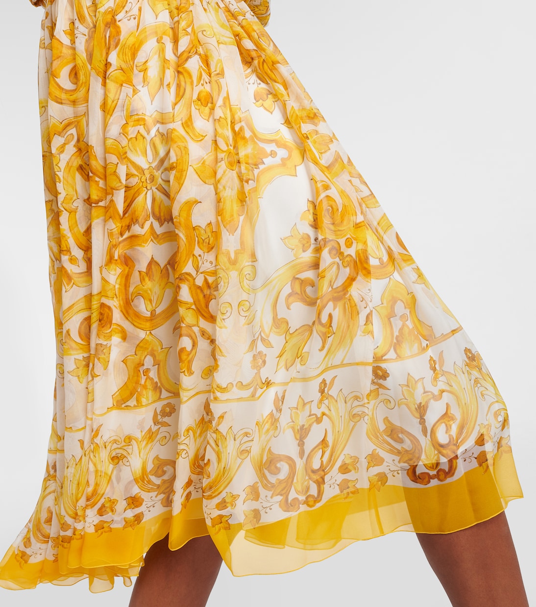 فستان ميدي من شيفون الحرير Majolica  | Dolce&Gabbana