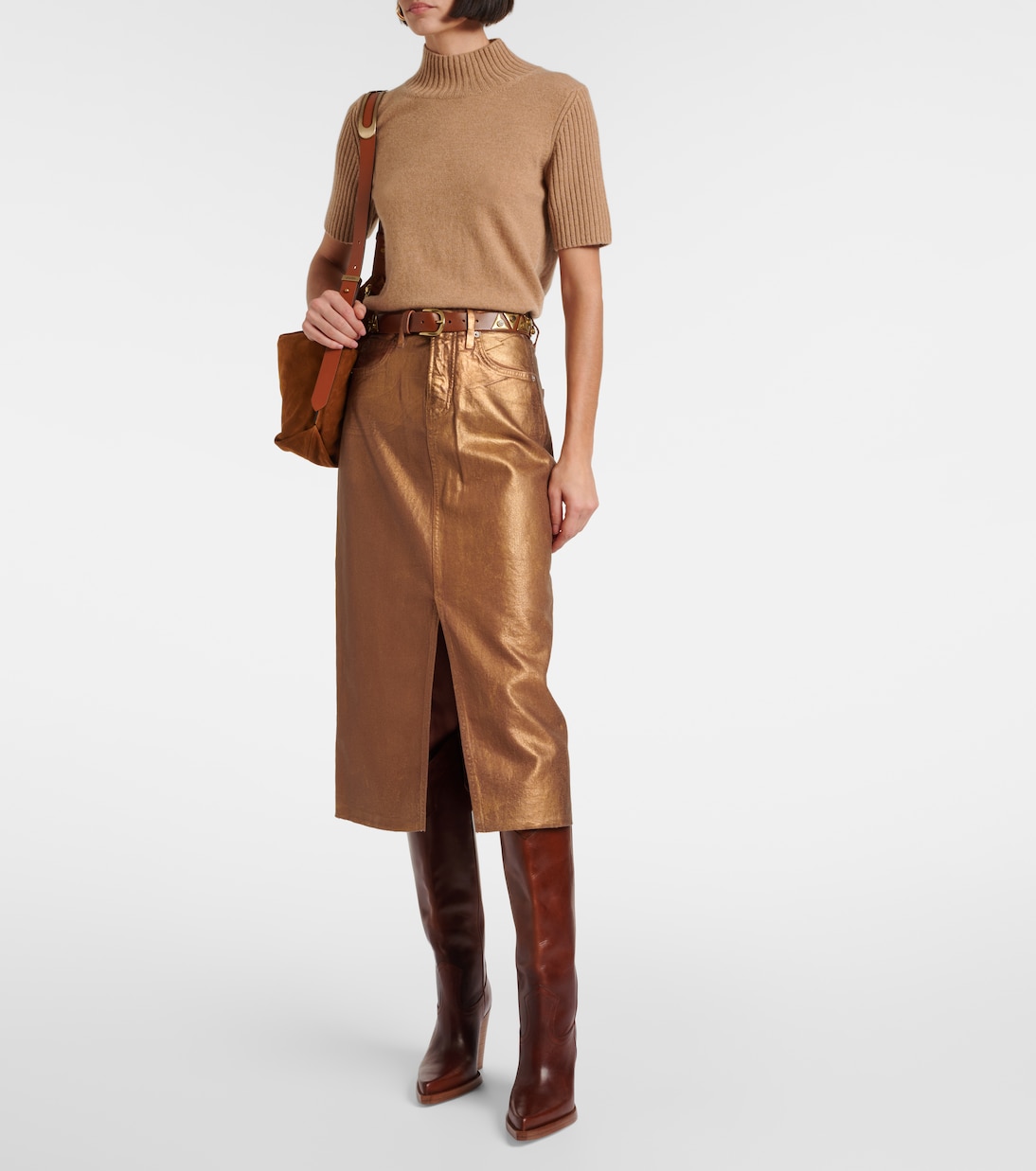 Falda midi Victoria de denim | Veronica Beard