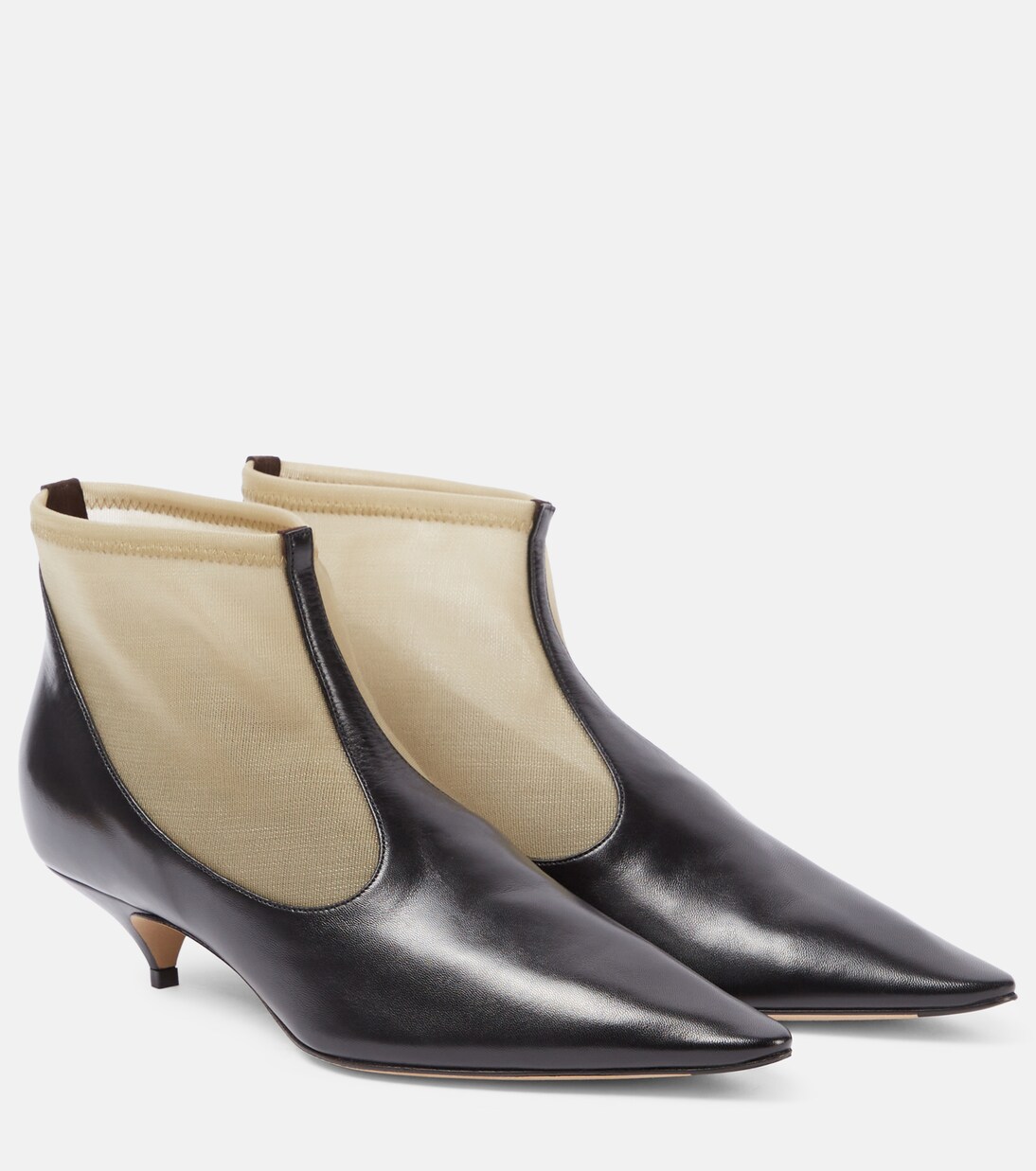 Mesh leather-trimmed ankle boots | The Row