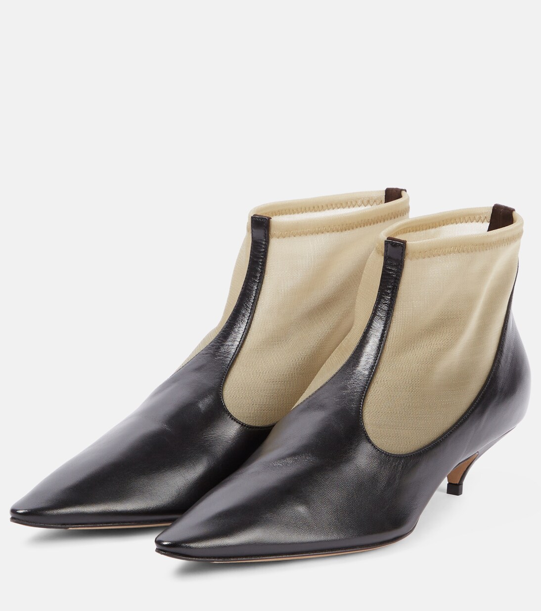 Mesh leather-trimmed ankle boots | The Row