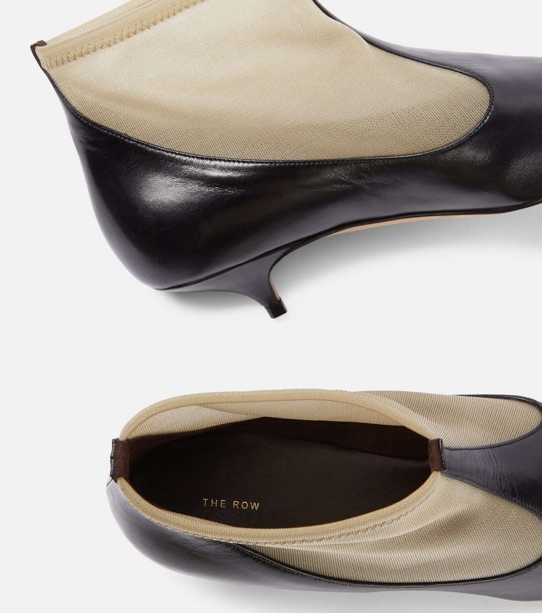 Mesh leather-trimmed ankle boots | The Row