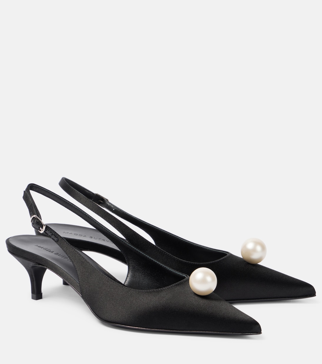 Embellished satin slingback pumps | Magda Butrym