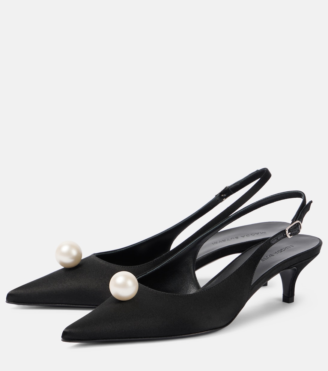 Embellished satin slingback pumps | Magda Butrym