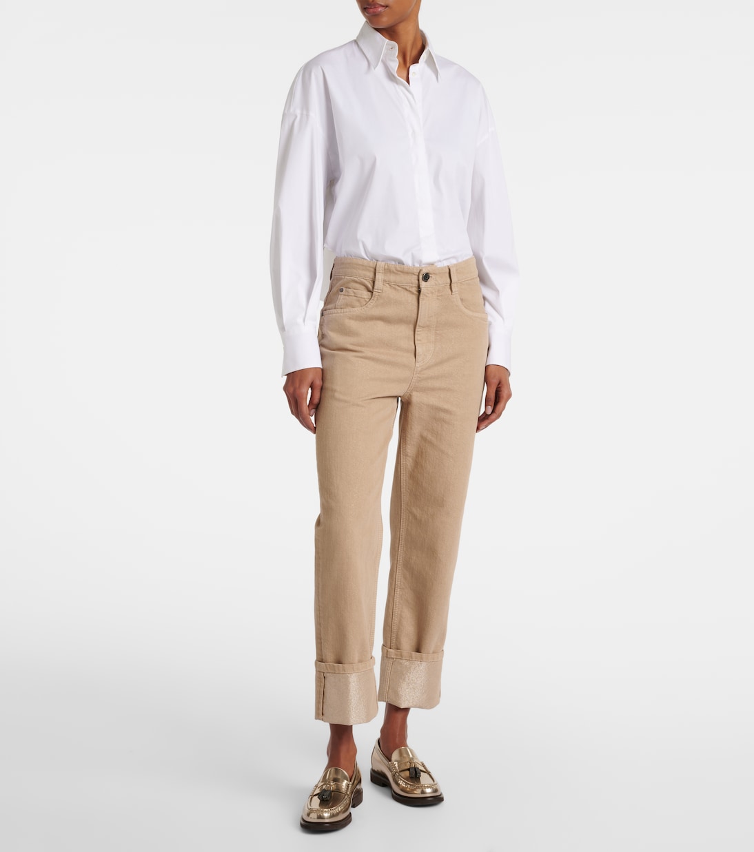 Jean droit à taille mi-haute | Brunello Cucinelli