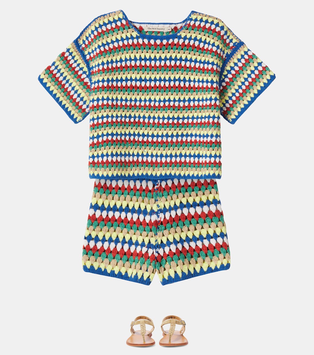 Serifos striped crochet cotton shorts | The New Society