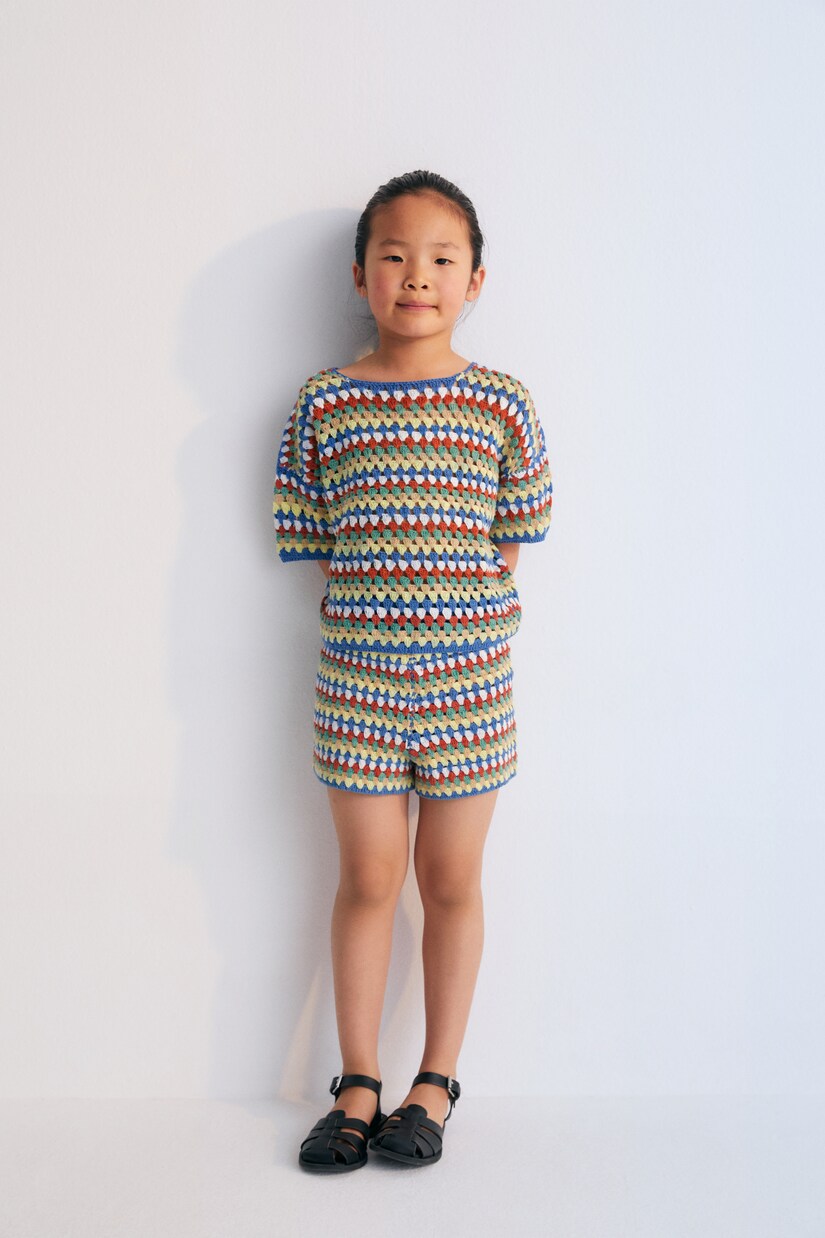 Serifos striped crochet cotton shorts | The New Society