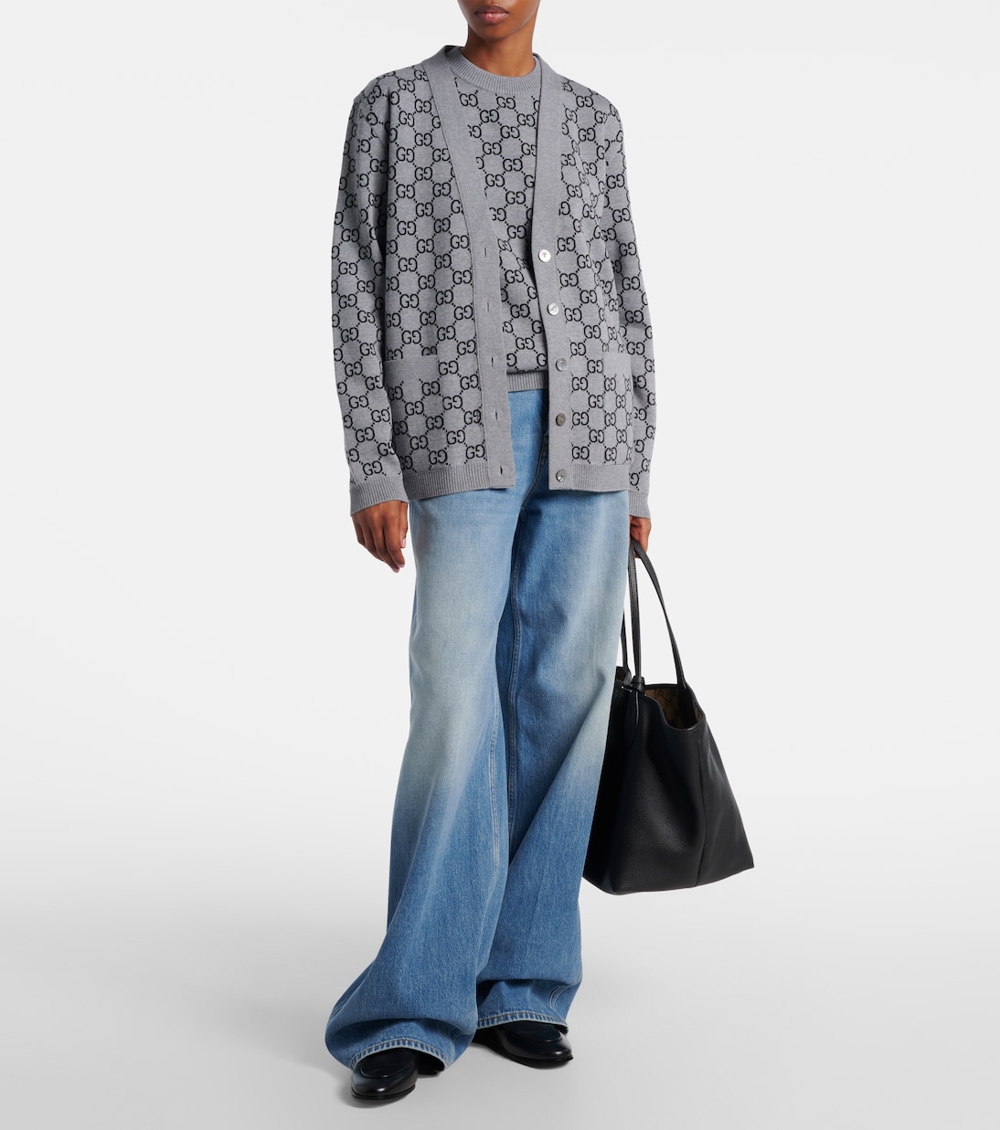 T-shirt réversible GG en laine mélangée | Gucci