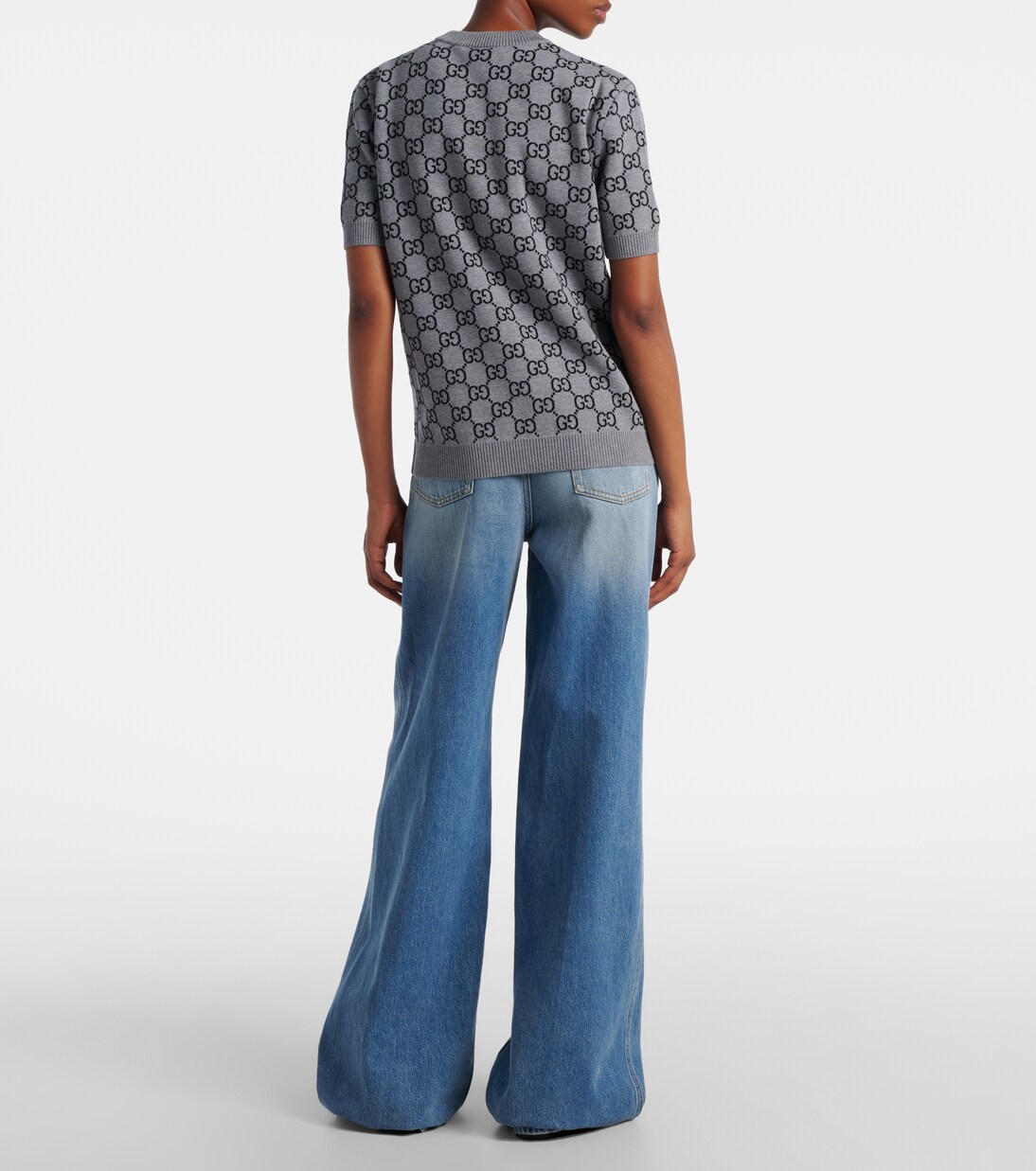 T-shirt réversible GG en laine mélangée | Gucci