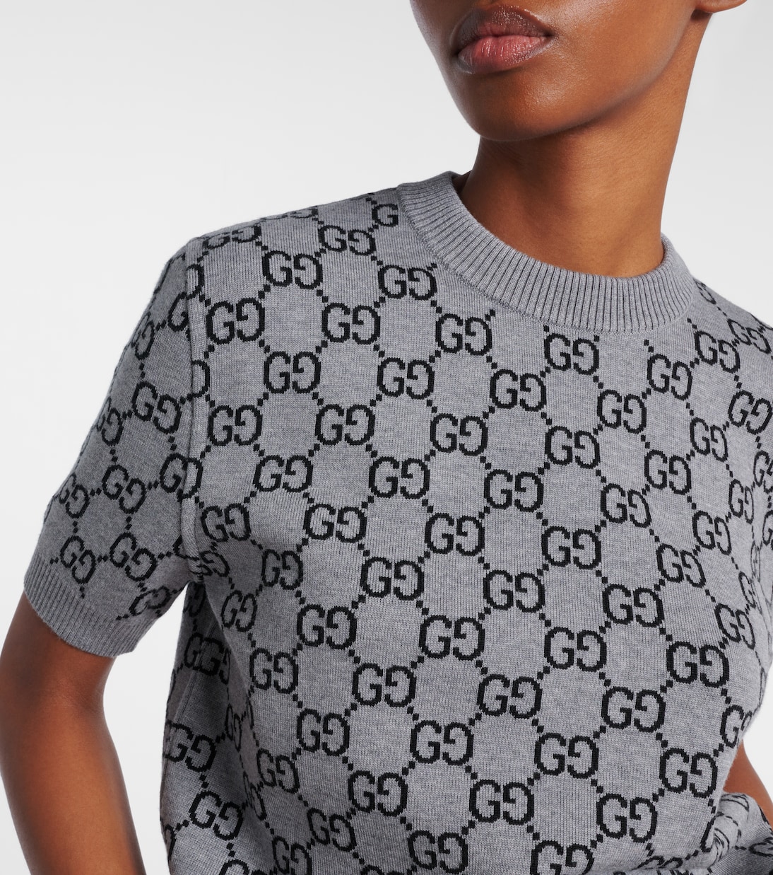 T-shirt réversible GG en laine mélangée | Gucci