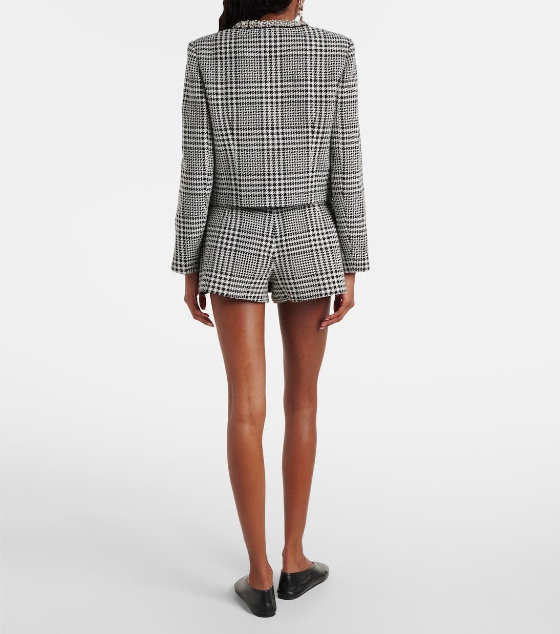 Embellished houndstooth cropped jacket | Self-Portrait