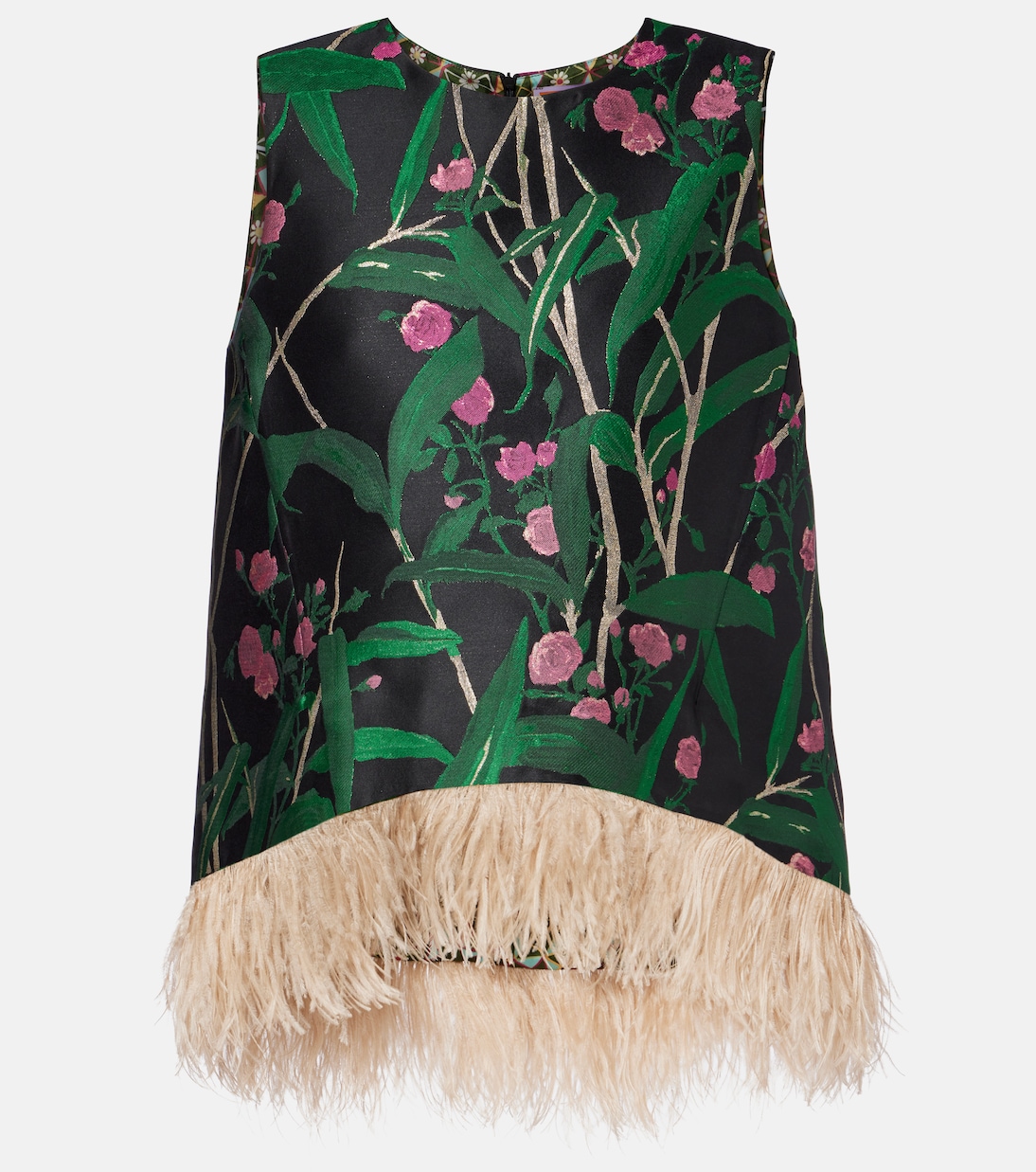 La Scala feather-trimmed jacquard top | La DoubleJ