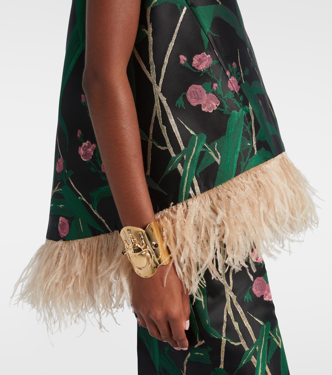 La Scala feather-trimmed jacquard top | La DoubleJ