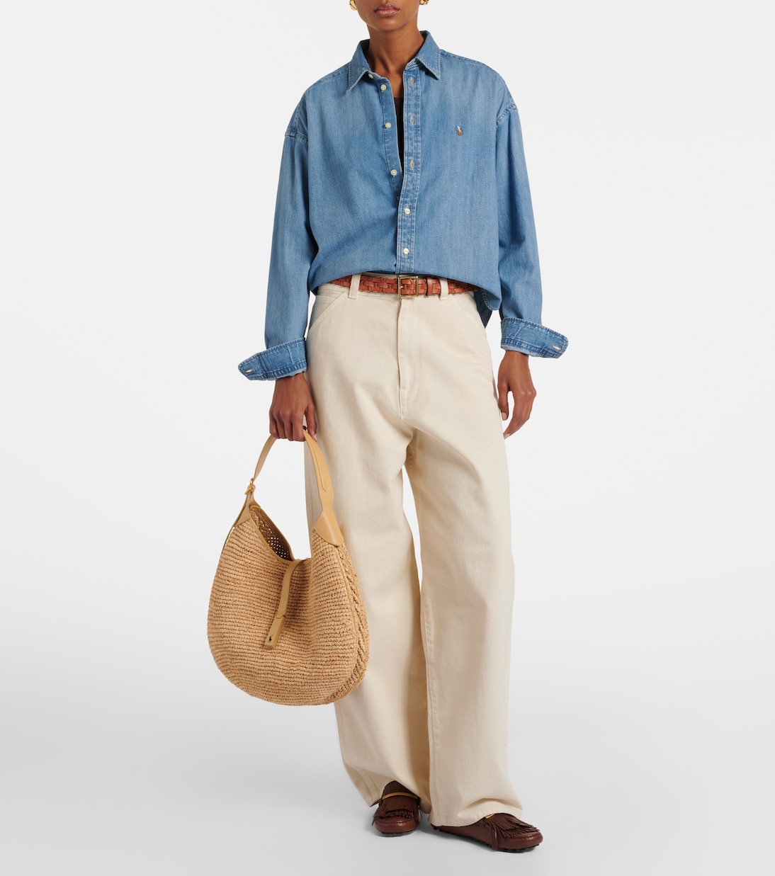 Tote Bag Polo ID Large aus Raffiabast mit Leder | Polo Ralph Lauren